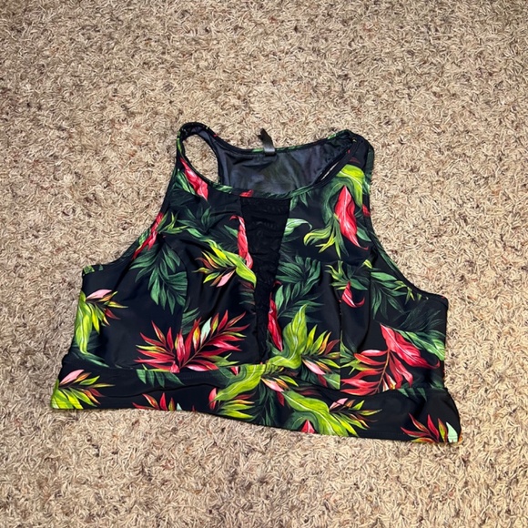 Torrid Tropical Floral Mesh Panel Bikini Top 3X - Picture 2 of 7